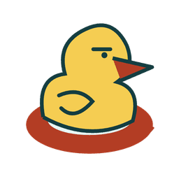 A skeptical duck in a rescue ring